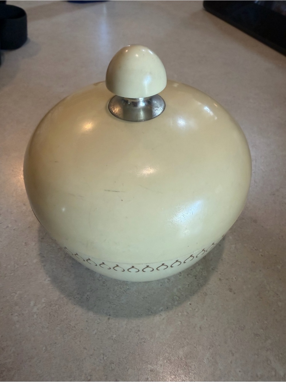MCM Avon Powder Box Yellow Plastic Vanity Jewellery Trinket Box